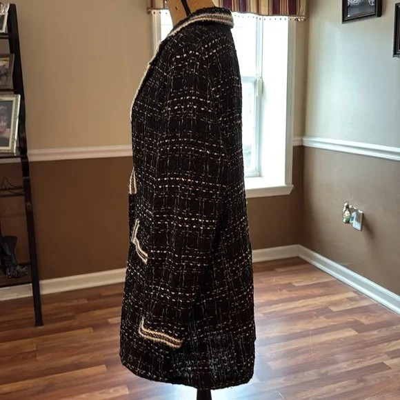 Size XL black tweed half button up black blazer - Picture 4 of 5